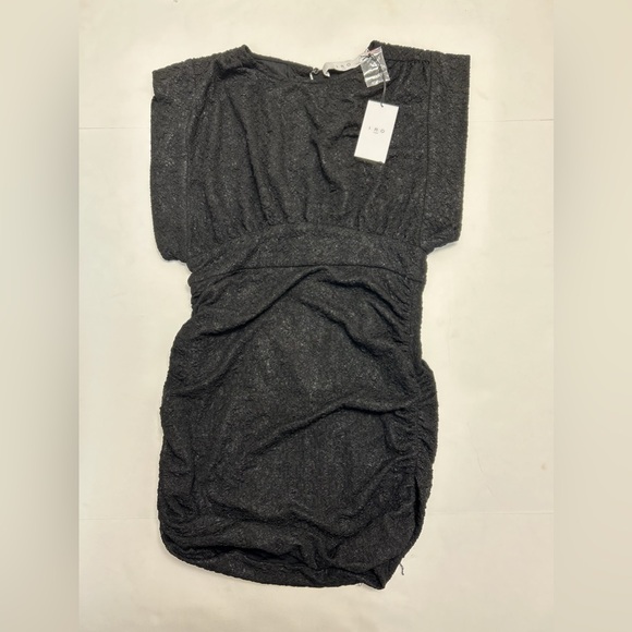 IRO Paris Cory Ruched Blouson Mini Dress Size Large NWT Black - Picture 4 of 7